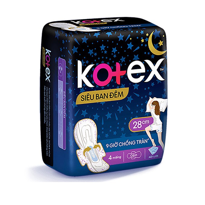 Băng vệ sinh Kotex siêu ban đêm cánh 35cm (Đêm)