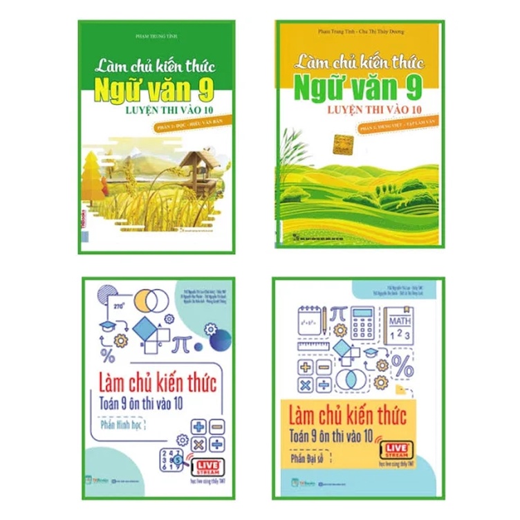 Sách - Combo 4 cuốn Làm chủ kiến thức Toán - Ngữ văn 9 ôn thi vào 10 (MC)