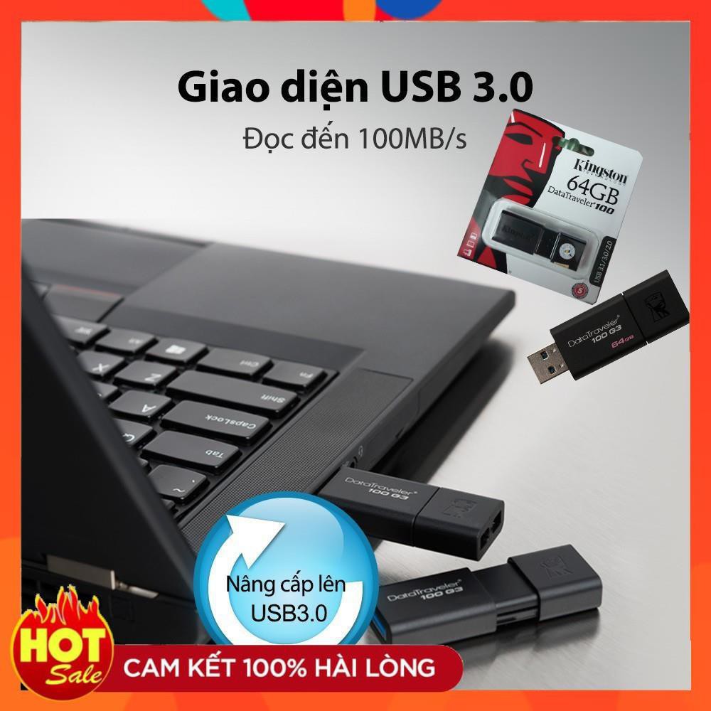 [Chính hãng]USB Kingston DT100G3 16GB 32GB 64GB nắp trượt tốc độ upto 100MB/s chuẩn chính hãng phân phối