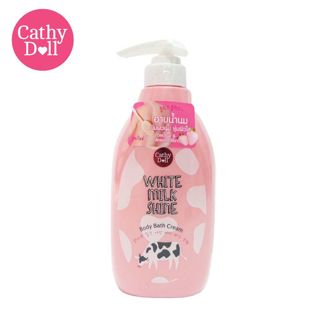Sữa tắm sữa bò Cathy Doll White Milk Shine Body Bath Cream 450ml dưỡng da mềm mịn trắng sáng