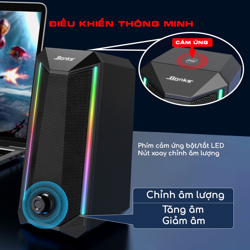 Loa máy tính S301 vi tính mini để bàn gaming led siêu bass công suất lớn cho laptop pc