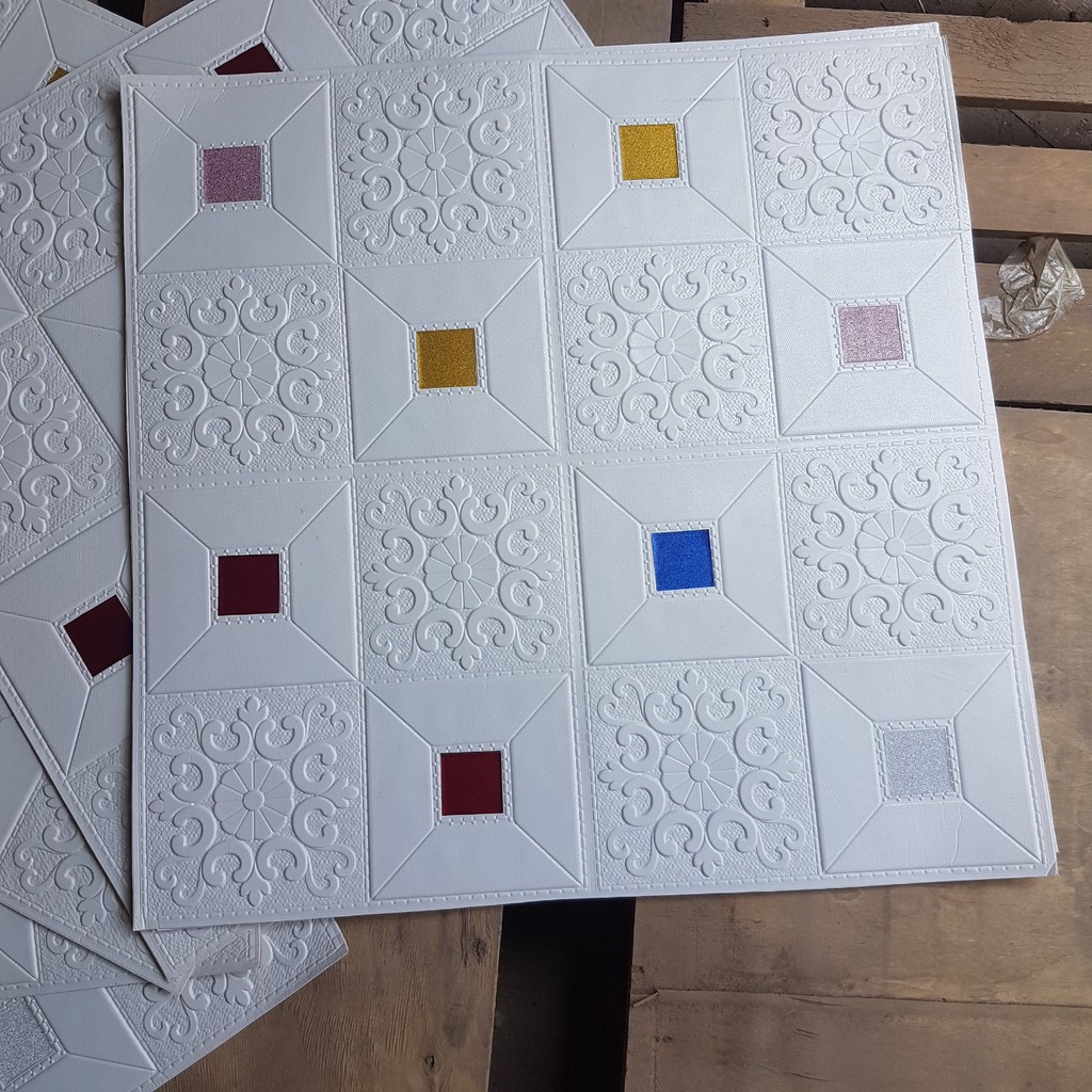 Xốp Dán Tường Hoa Văn Tem Nhũ Kim Tuyến Lấp Lánh 🎁🎁 KHỔ LỚN 70 x 70 CM - Chất Lượng SỐ 1
