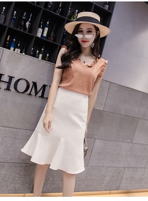 CHÂN VÁY ĐUÔI CÁ DÀI NGANG GỐI