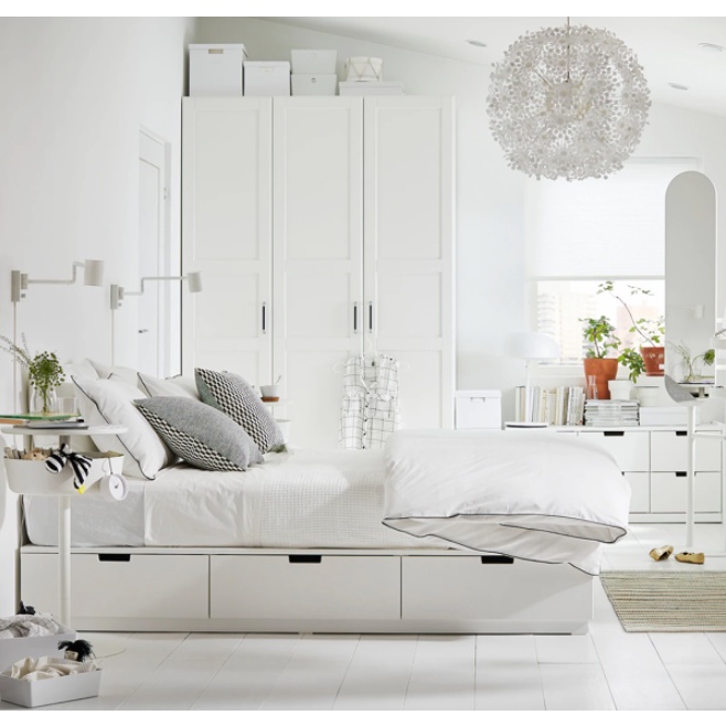 Giường Ngủ Gỗ Công Nghiệp Cao Cấp OHAHA - White Bed Mang Phong cách Hàn Quốc Kiểu Nội Thất Lắp Ráp