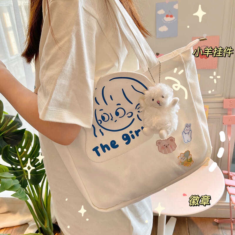 Túi đeo vai vải Canvas thiết kế đơn giản cá tính cho nữ | BigBuy360 - bigbuy360.vn