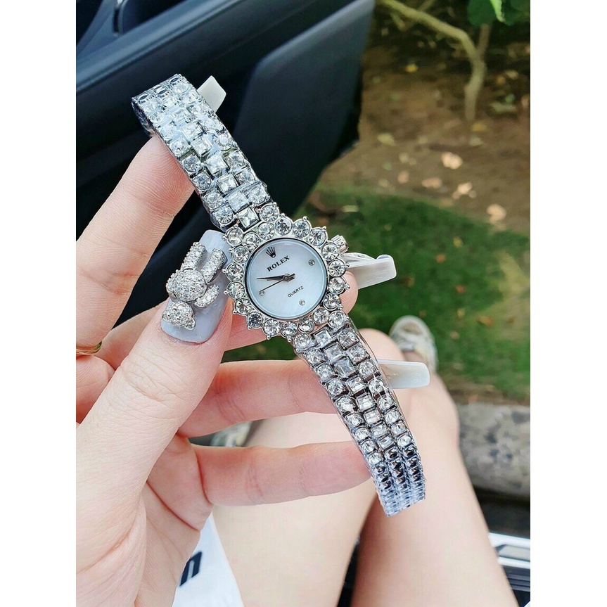 Đồng hồ đeo tay nữ, đồng hồ nữ ROLEX đính full đá cao cấp sáng lấp lánh, siêu sang chảnh, giá rẻ nhất thị trường