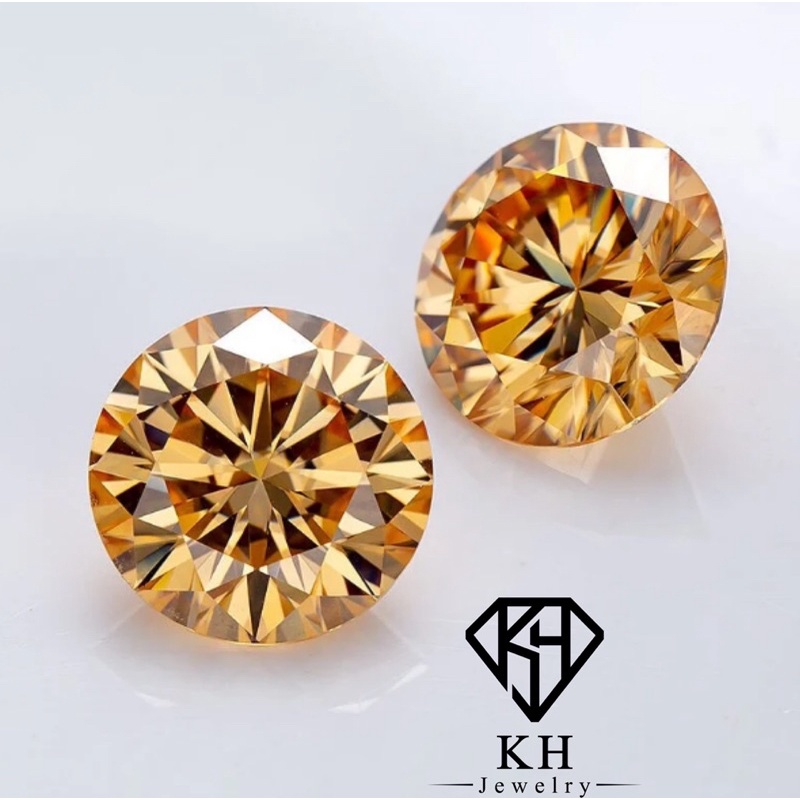 Xoàn nhân tạo Moissanite Màu Vàng Champagne Siêu đẹp 5mm-7,2mm