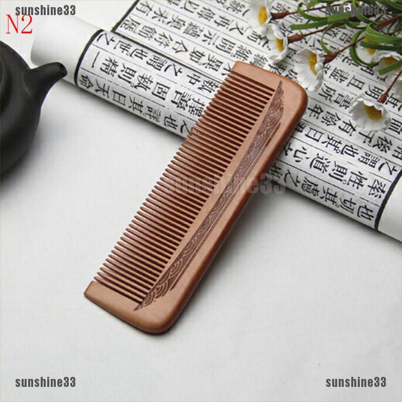 Lược Chải Tóc Làm Từ Gỗ Đào Tự Nhiên Massage Da Đầu Chống Tĩnh Điện