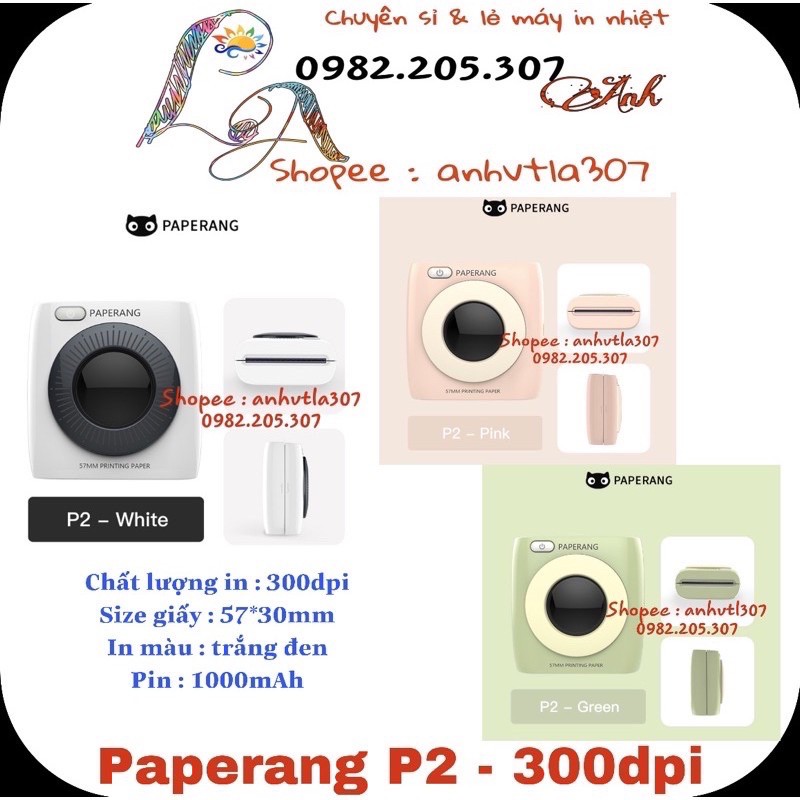 {hàng sẵn}Máy in đen trắng Mini PAPERANG 🎁 tặng 8 cuộn giấy in
