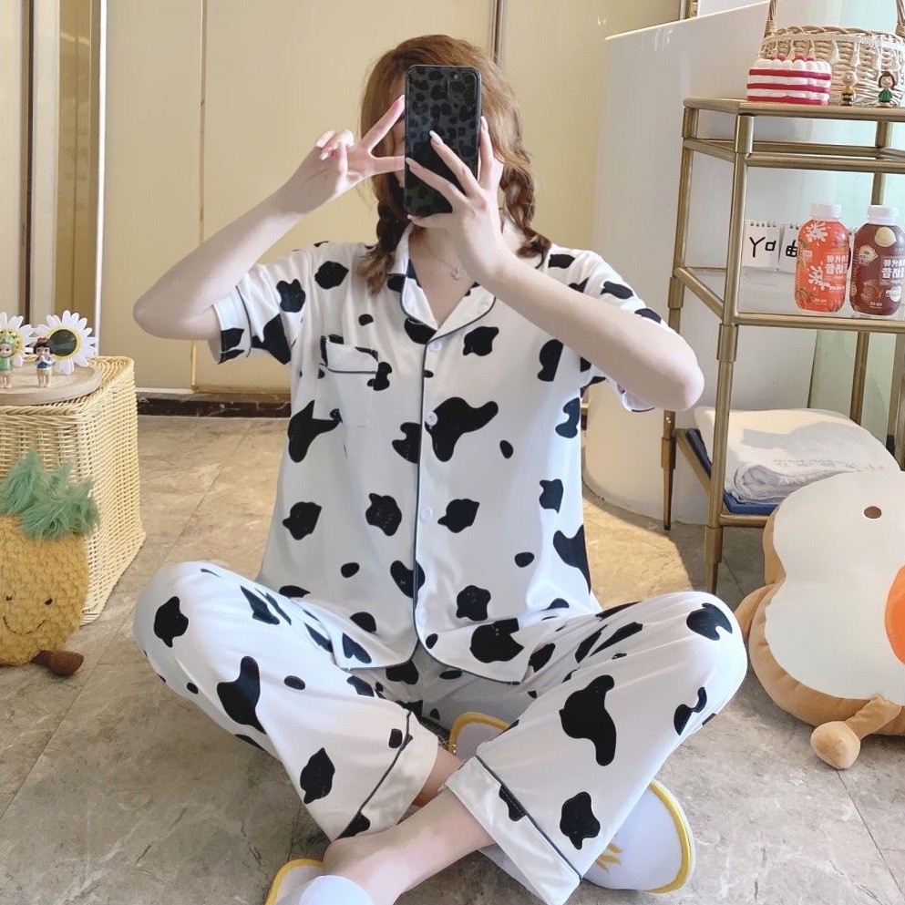 Bộ đồ ngủ nữ pijama tay ngắn quần dài thun sữa cao cấp_BNTN99