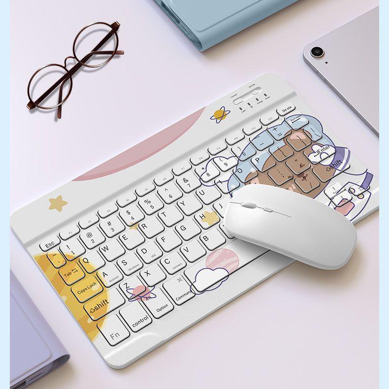 Bàn Phím Bluetooth Không Dây Hình Hoạt Hình Dễ Thương Thông Dụng Cho Điện Thoại / Máy Tính