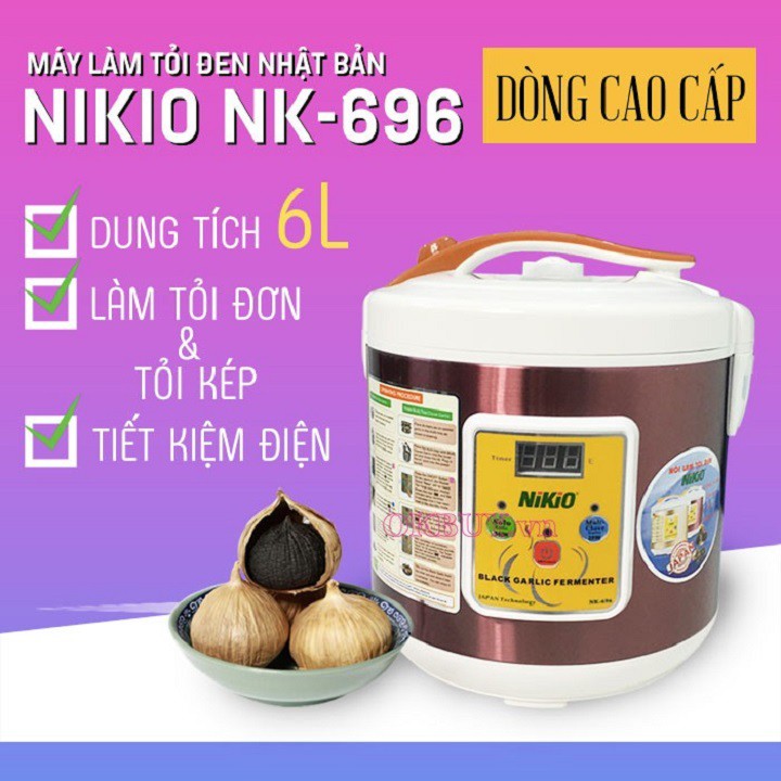 Máy làm tỏi đen Nhật Bản Nikio NK-696 -6 lít - Dòng cao cấp Vàng Gold/ Đỏ tím