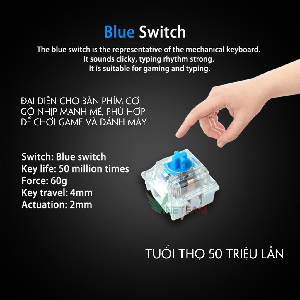 Bàn phím cơ gaming Bosston MK912 /MK912A✔ /Red, Blue switch ✔Led  Rainbow 09 chế độ led - BH 3tháng