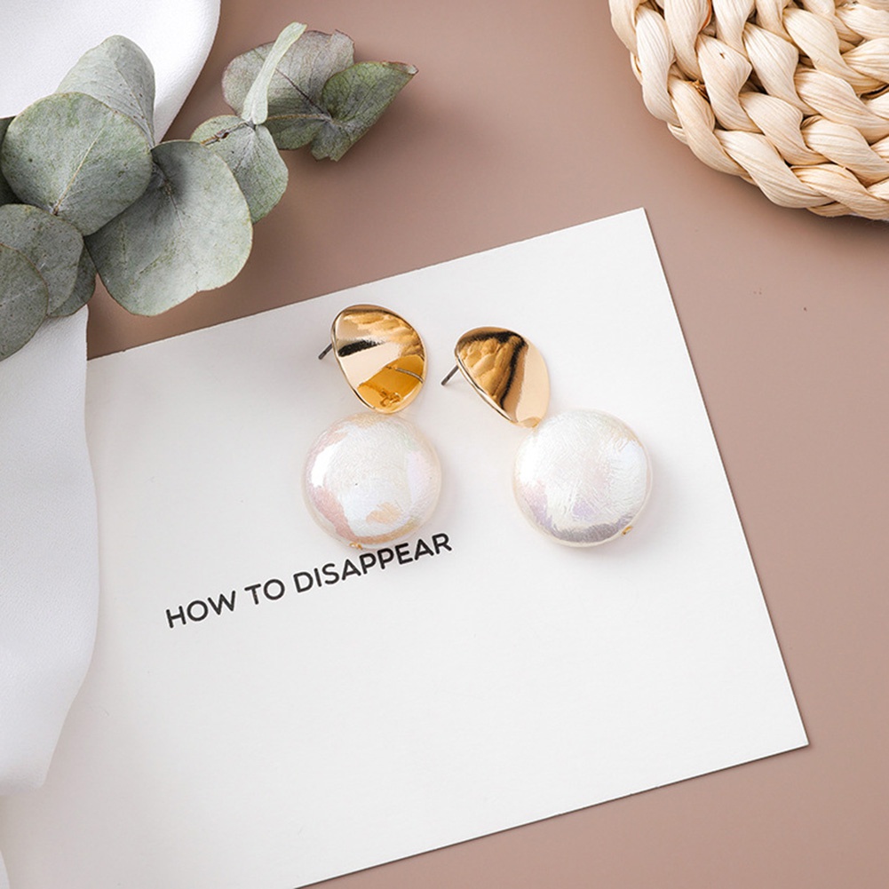 Khuyên tai hình học đính ngọc trai thời trang cho nữ