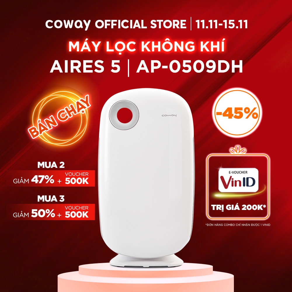 [Mã 11ELSALE1 giảm 5% đơn 3TR] Máy lọc không khí Coway Aires (5) AP-0509DH