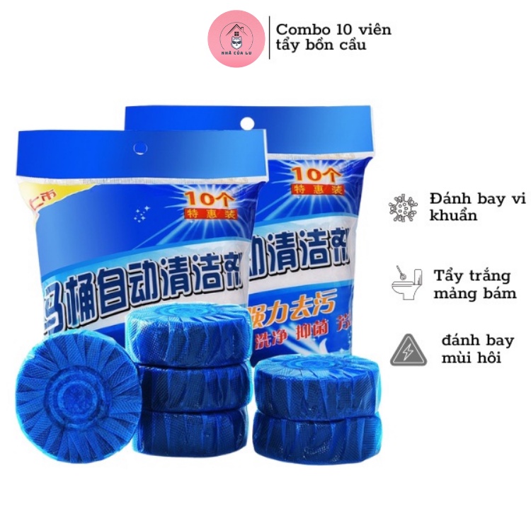 Combo 10 Viên Tẩy Bồn Cầu - Viên Thả Nước Bồn Cầu Diệt Khuẩn, Mảng Bám Lâu Năm, Sạch Sẽ Khử Khuẩn, Không Độc Hại