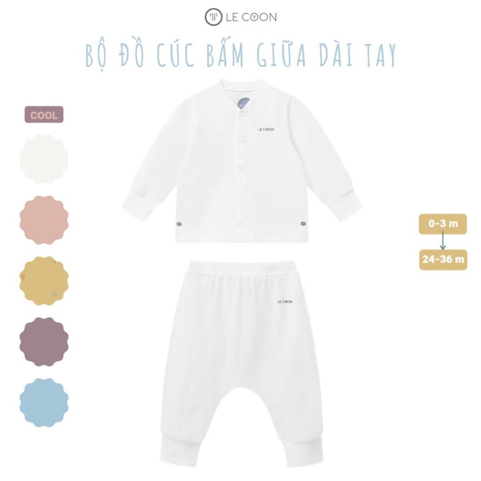 LE COON - Bộ quần áo Le coon cúc bấm giữa dài tay cho bé sơ sinh đến 3 tuổi chất liệu 100% cotton mỏng LC0658