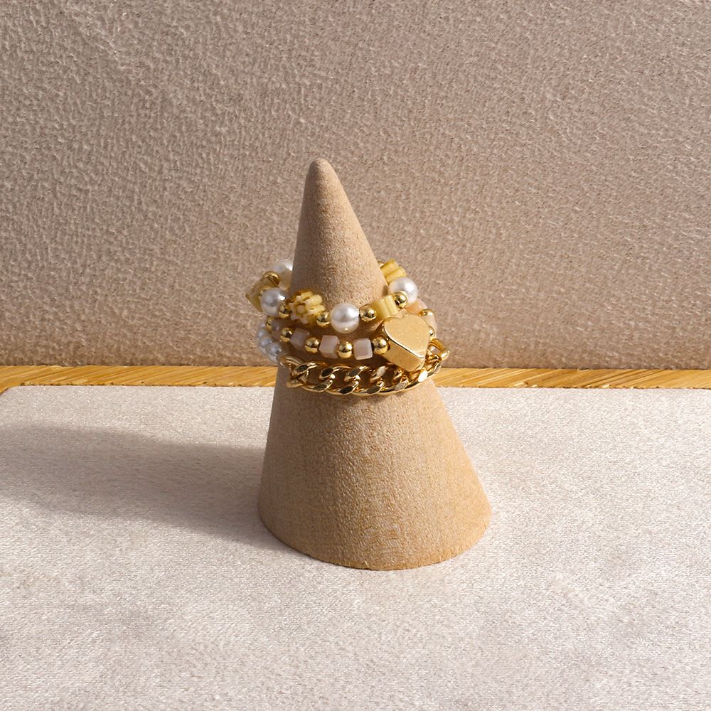 Nhẫn đeo ngón tay co giãn đính hạt hình hoa/trái tim nhiều màu dễ thương phong cách Bohemian Hàn Quốc cho nữ