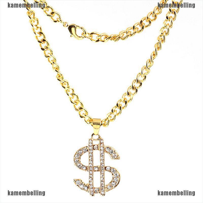 [KAM] Vòng cổ Mạ Vàng Mặt Đồng Đô La Đính Pha Lê Pimp Hip Hop