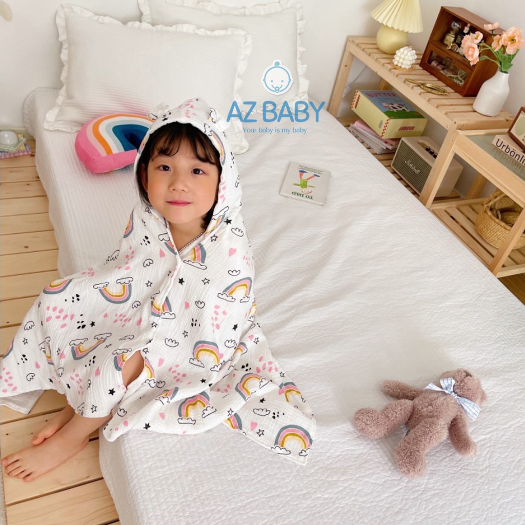 Áo choàng - Khăn choàng vải xô 6 lớp dày dặn, siêu mềm mại cho bé - AZ Baby