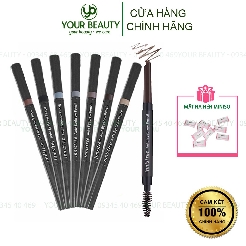 Chì kẻ mày 2 đầu Innisfree Auto Eyebrow Pencil mềm mịn lâu trôi - mẫu mới (Chính Hãng)