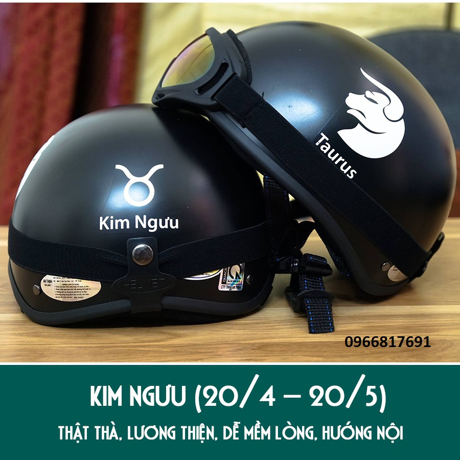 Mũ bảo hiểm nửa đầu cung hoàng đạo(Đen) TẶng Kính phượt uv400 - Mũ bảo hiểm xe máy - Mũ bảo hiểm phượt