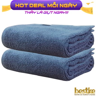 Khăn Gội bestke 100% Cotton Xuất Khẩu Hàn Quốc màu dark blue, towels manufacturer, Combo 2 cái, size 34*70cm = 120g/cái