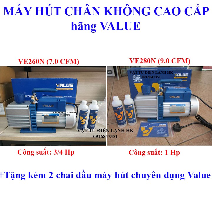 Máy hút chân không Hai cấp VALUE 7.0 9.0 CFM VE260N VE280N 7.0c 9.0c 7c 9c