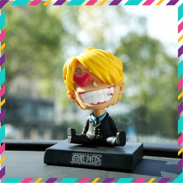 Mô hình One Piece Luffy, Zoro, Sanji, Chopper Lắc Đầu, Kê Điện Thoại, Trang Trí Decor Ô tô, Góc Học Tập - Tượng Figure