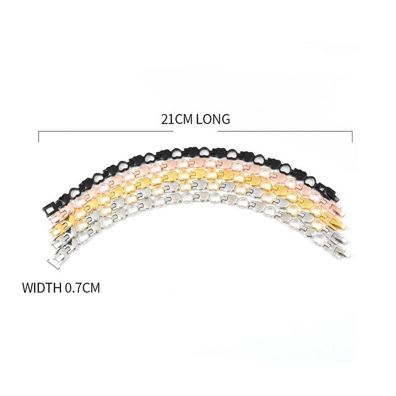 Vòng Tay Thép Titan Phối Nam Châm Hình Trái Tim Thời Trang