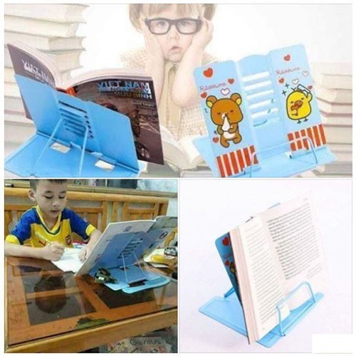 Giá đỡ kẹp sách cho bé đọc bài chống cận thị, chống gù điều chỉnh được mọi góc nghiêng,bằng kim loại in hình dễ thương