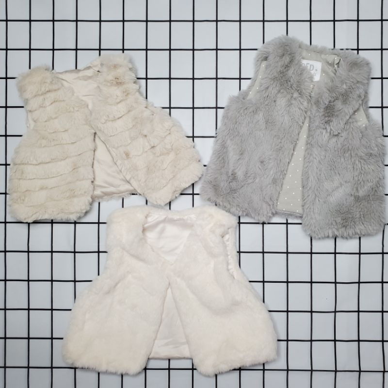 Áo ghile lông xuất dư siêu mịn cho bé gái 0-24M - Sleeveless fluffy coat for baby girl