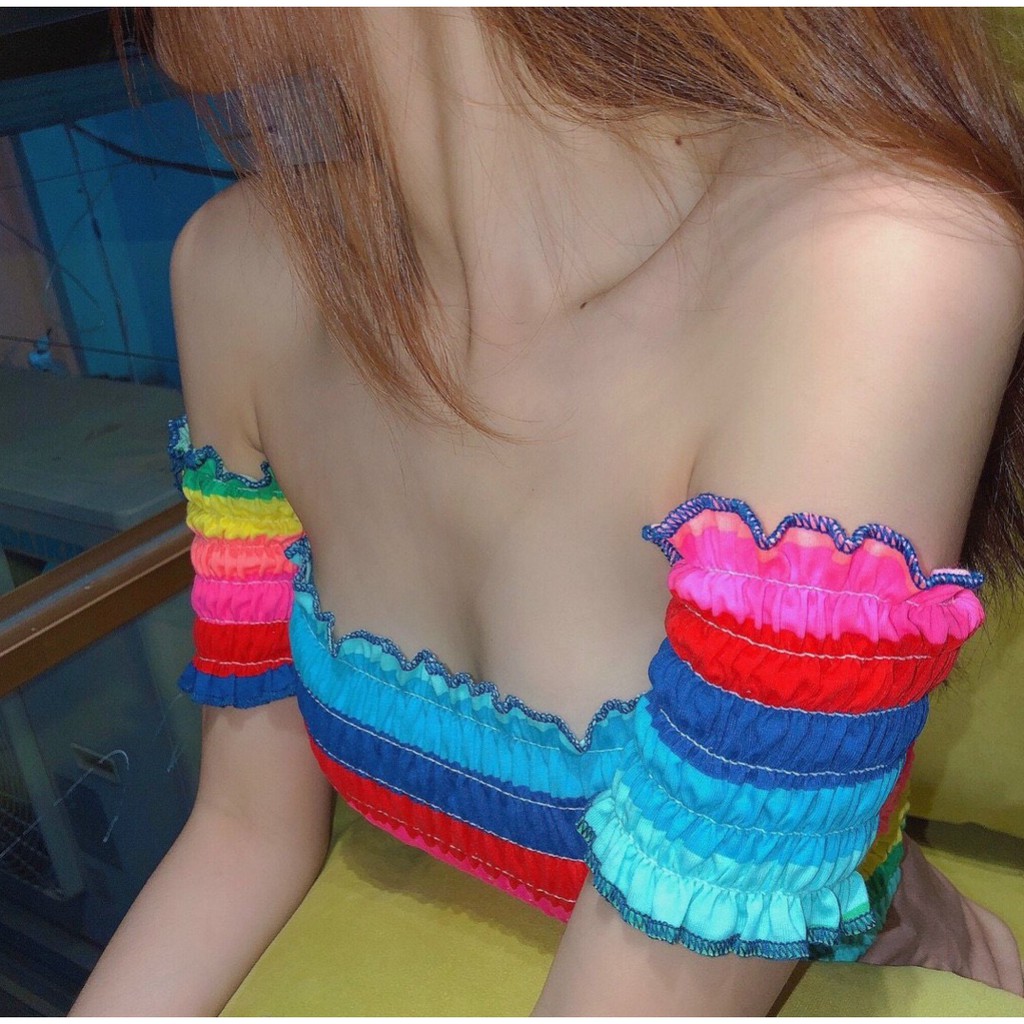Áo Croptop Superman CT26 màu xinh xắn chất thun gân co dãn Ulzzang.