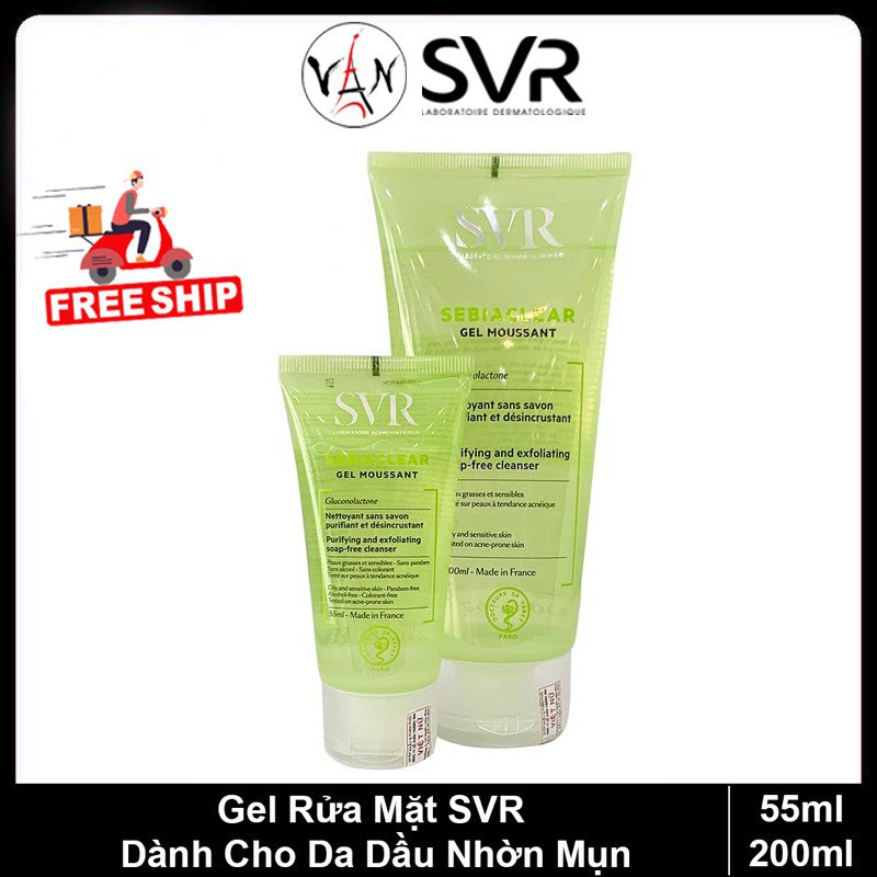 [Tem Chính Hãng] Gel rửa mặt svr dành cho da dầu nhờn mụn 50ml - 200ml - 400ml