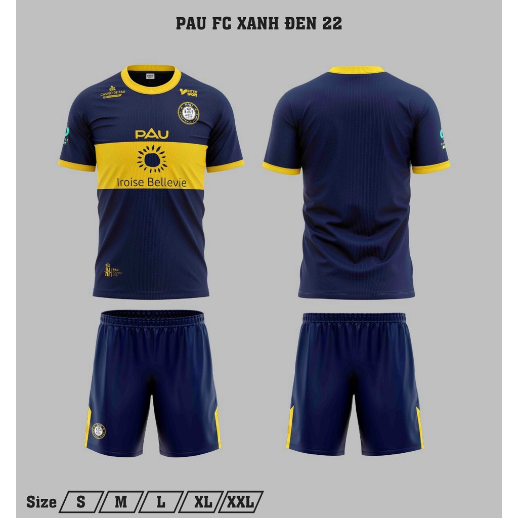 Bộ quần áo đá banh PAU FC (Quang Hải) xanh đen