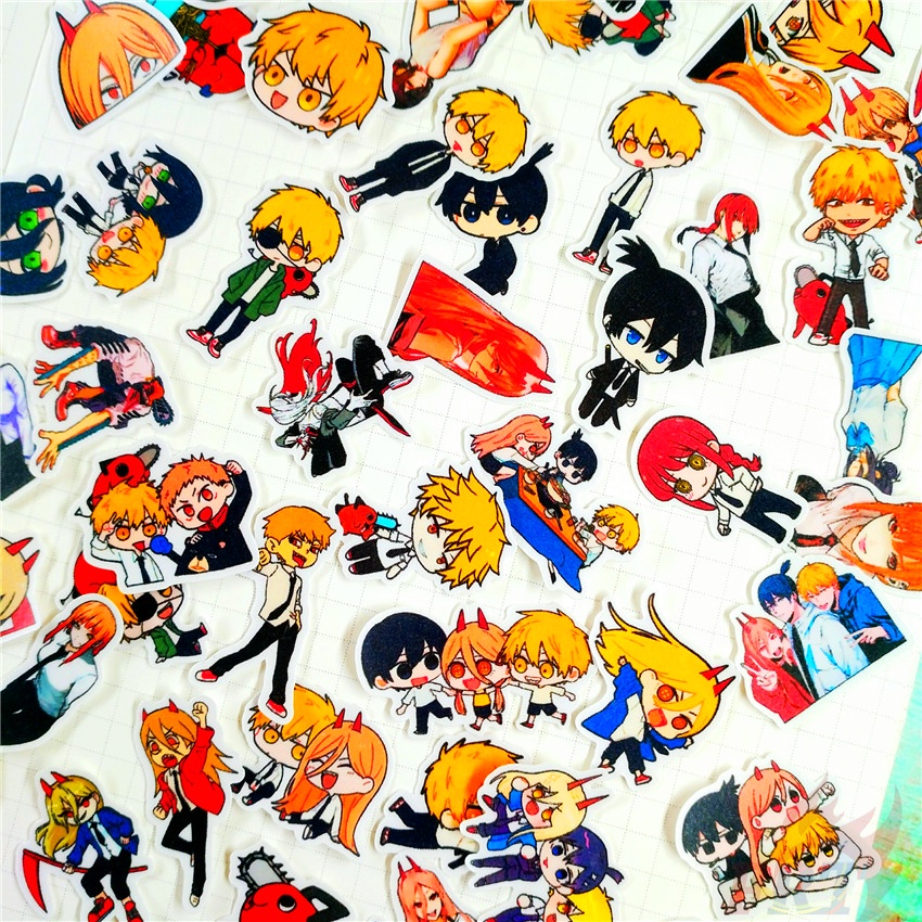 ★★★ Chainsaw Man Q-2 Mini Diary Manual Stickers ★★★ 60Pcs/Set DIY Fashion Scrapbooks Album Decor Decals Stickers（Size: 2~3cm）