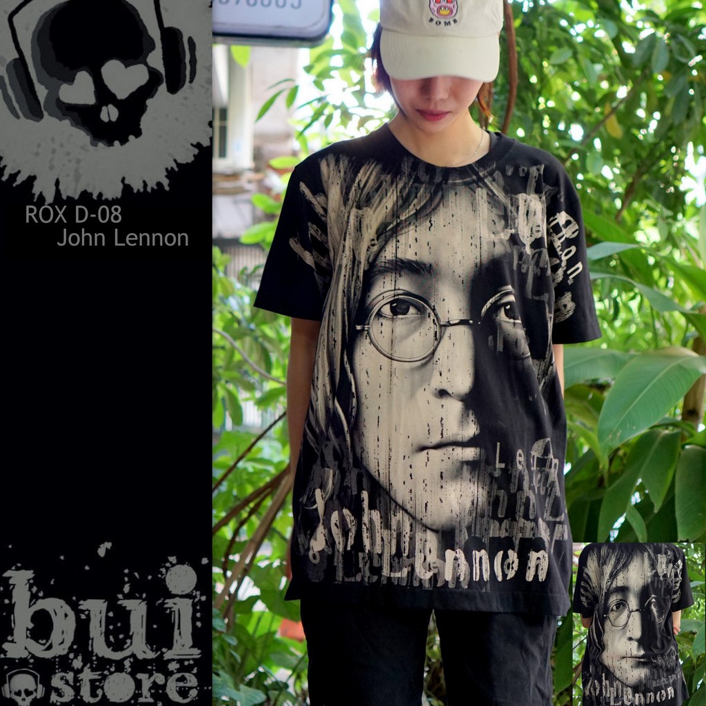 Áo Rock: áo phông John Lennon ROX D-08 in tràn 100% cottong Thái Lan nam nữ đều mặc được over size