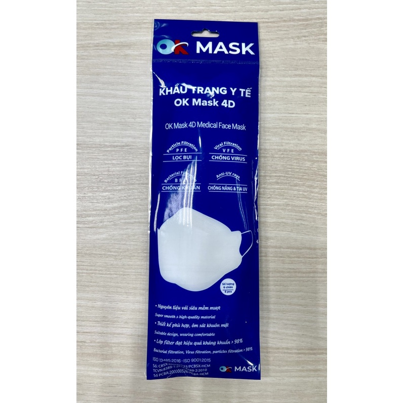 Khẩu trang Y tế cao cấp 4D OK Mask kiểu dáng KF94 Hàn Quốc dễ thở, không dính son lên khẩu trang antibacterial face mask
