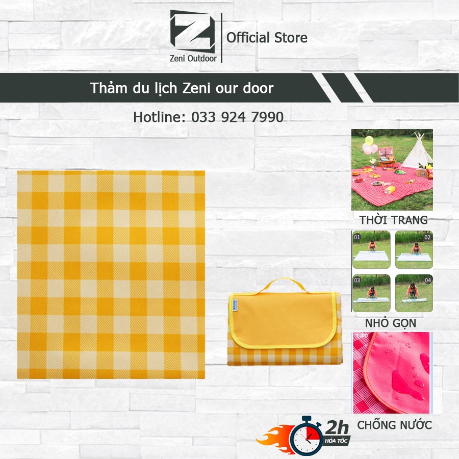 Thảm du lịch chống nước thảm dã ngoại picnic đi phượt gấp gọn tiện lợi Zeni our door