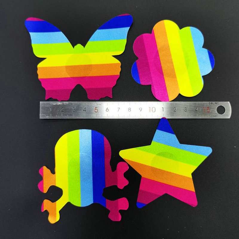 1 Cặp Miếng Dán Nhũ Hoa Hình Cánh Bướm Màu Cầu Vồng Vô Hình Dùng Một Lần Cho Nữ