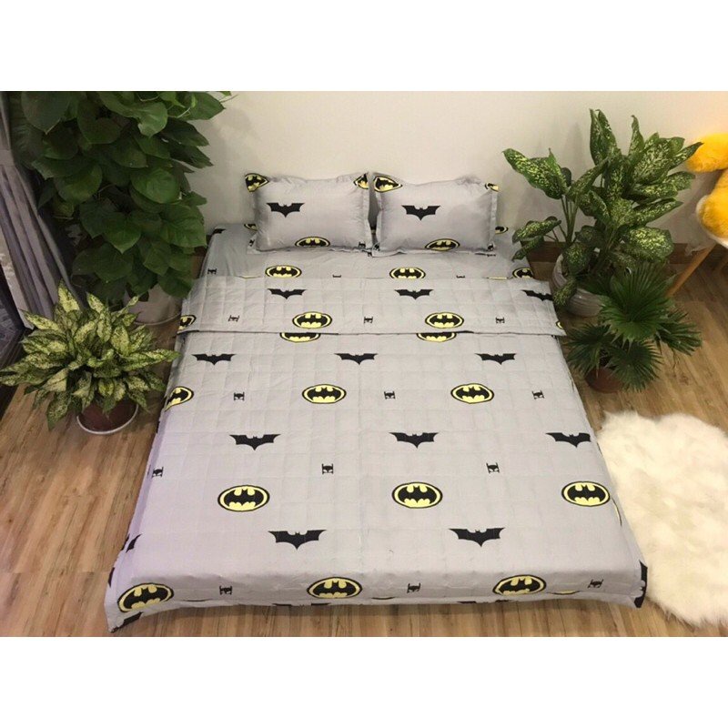 Chăn hè chần bông cotton poly họa tiết đáng yêu, mền cotton thoáng khí thấm hút tốt kích thước 1m8x2m