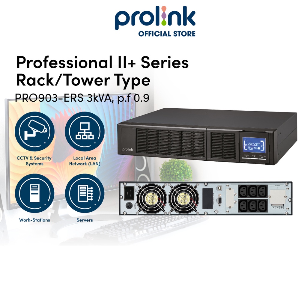 Bộ lưu điện UPS Online PROLiNK PR903ERS 3000 VA 2700W bảo vệ tối đa cho