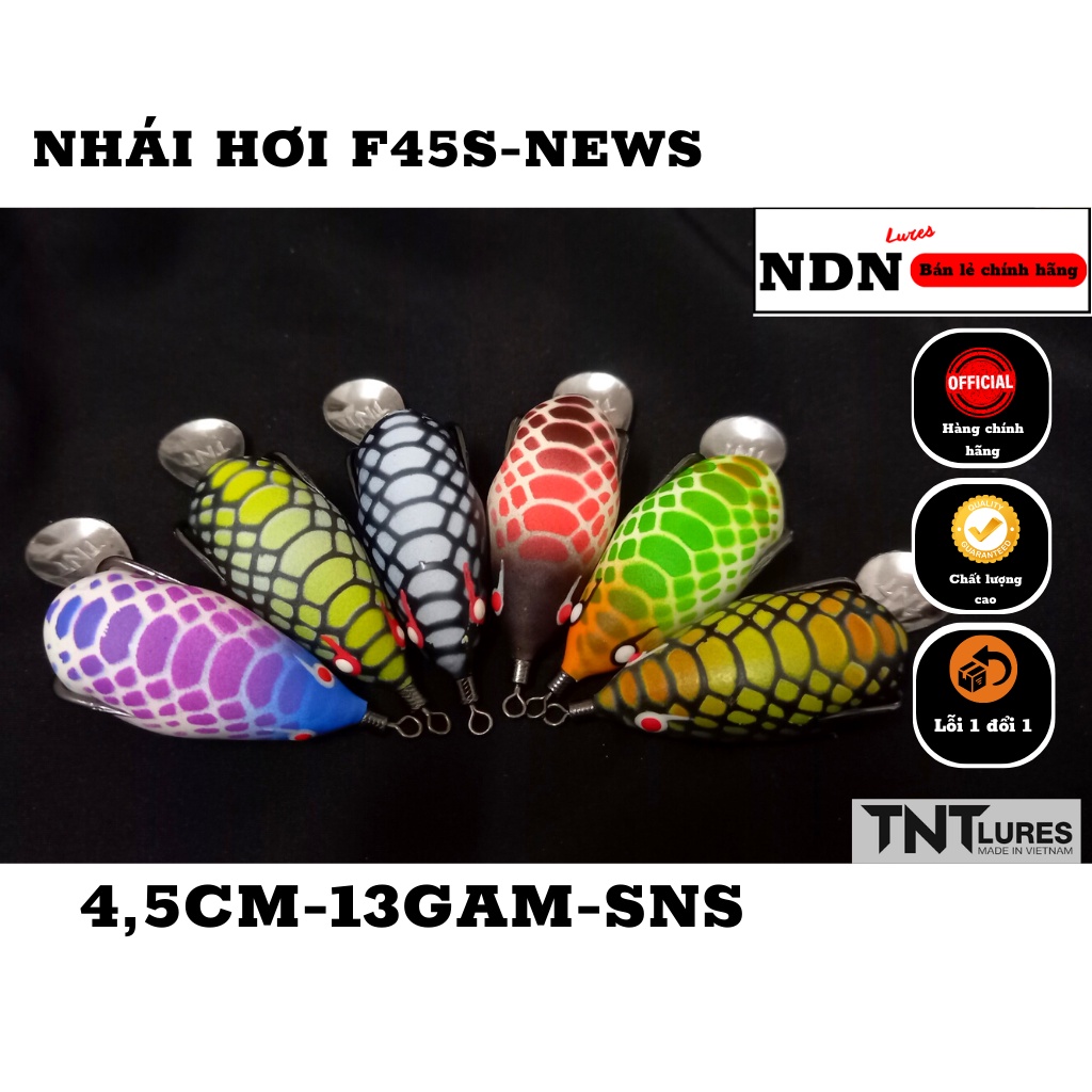 Mồi lure NHÁI HƠI F45S TNT Lure, mồi giả câu cá lóc 4.5cm-13gam-action chìm NEWS