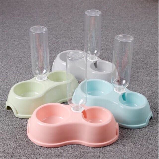 [Kèm bình] Bát nhựa đôi tự động cấp nước cho chó mèo - Lupipetshop