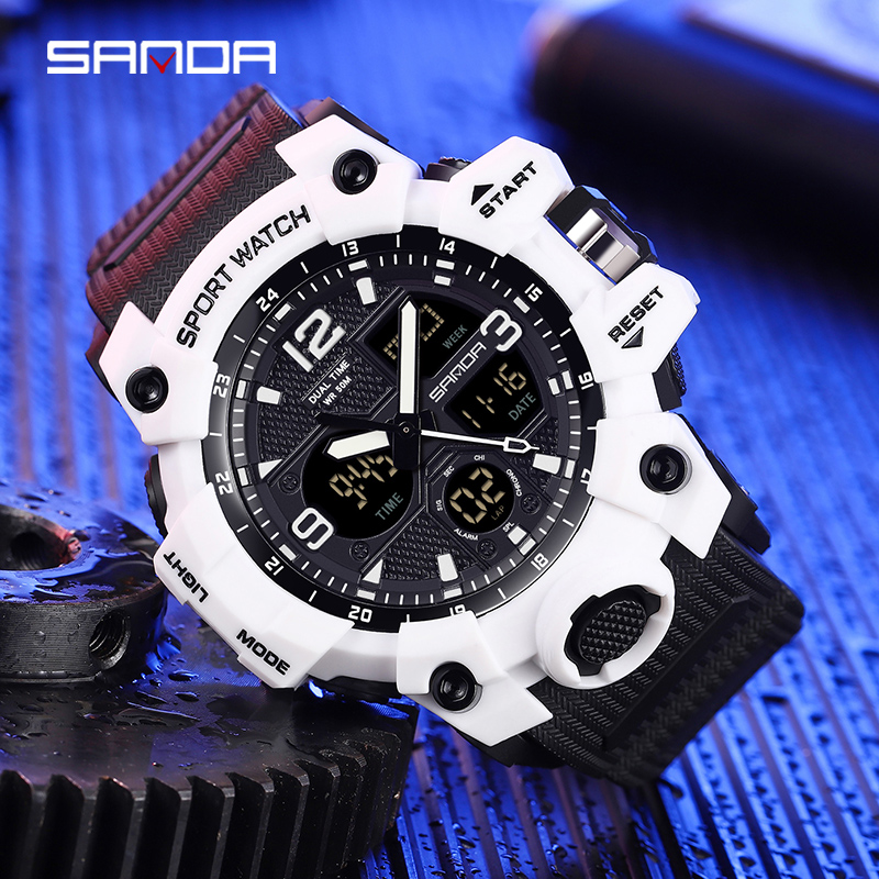 Đồng Hồ SANDA 6030 Màn Hình LED Sang Trọng Phong Cách Thể Thao Phát Quang Chống Nước Cho Nam