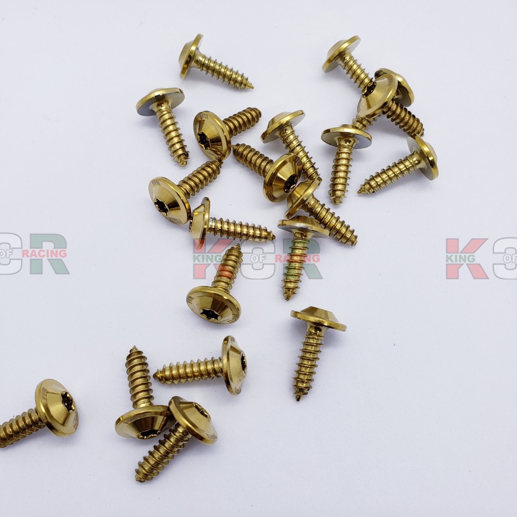 Ốc Proti 5li xi Titan dàn áo xe máy sirius exciter jupiter... mẫu cao cấp gắn dòng xe yaz, giá 1 ốc, màu vàng