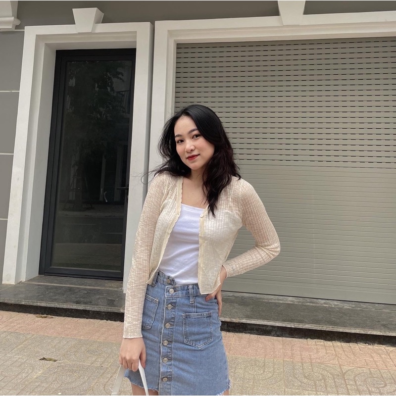 Áo khoác len tăm mỏng siêu xinh