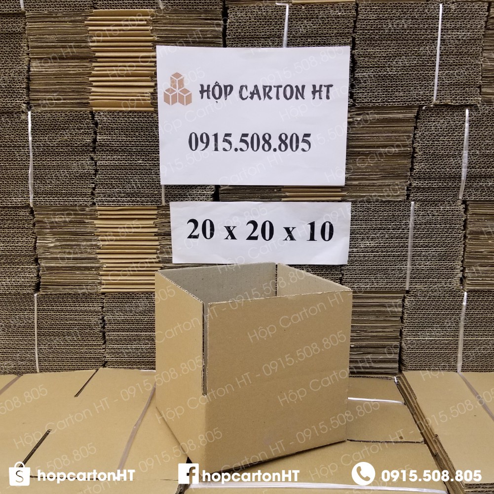 Hộp carton đóng hàng 20x20x10 đựng đồ gia dụng, đồ ăn vặt snack, mỹ phẩm giá rẻ - Hộp Carton HT