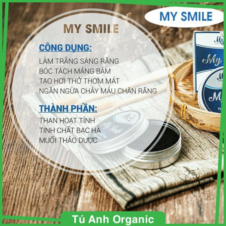 [SP CHÍNH HÃNG] - Trắng răng than hoạt tính My Smile 70gr, bột đánh răng làm trắng răng từ than hoạt tính .