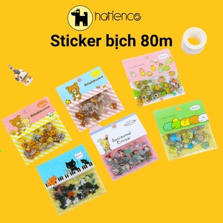 Sticker, hình dán set 80 miếng hình gấu rila, mèo, gấu , molang
